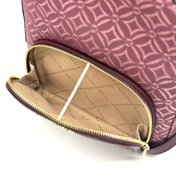 Michael Kors Jaycee Medium Zip Pocket Backpack Ox Blood Multi - Picture 11 of 12